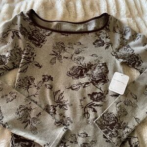Free People Floral Long Sleeve Top